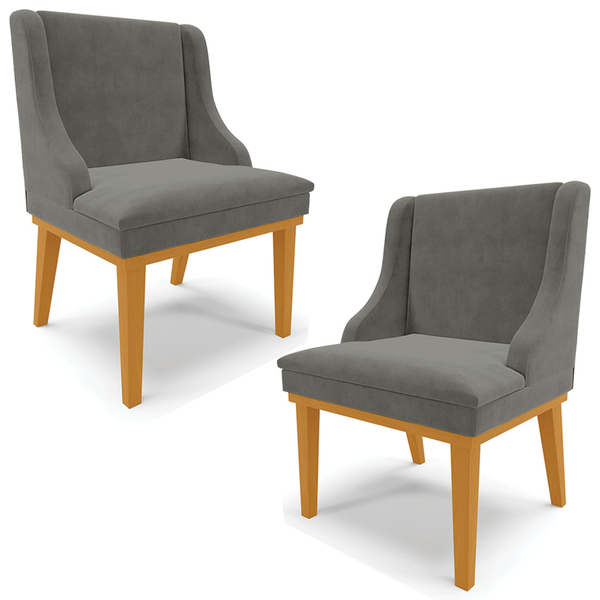 Kit 2 Poltronas Decorativas Base Fixa De Madeira Firenze Sued