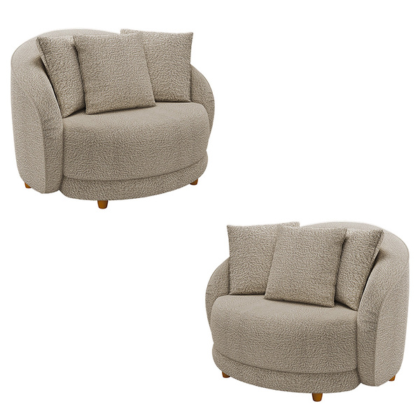 Kit 2 Poltronas Decorativas Base Fixa Galáxia Com Almofadas B