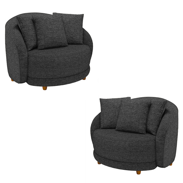 Kit 2 Poltronas Decorativas Base Fixa Galáxia Com Almofadas L