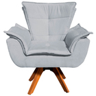 Kit 2 Poltronas Decorativas Base Giratória Em Madeira Charger