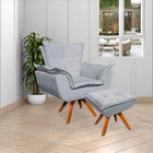 Kit 2 Poltronas Decorativas Base Giratória Em Madeira Charger