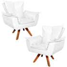 Kit 2 Poltronas Decorativas Base Giratória Em Madeira Charger