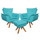 Kit 2 Poltronas Decorativas Base Giratória Giromad Com Puff O