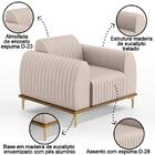 Kit 2 Poltronas Decorativas Base Gold Molino D06 Suede C-309