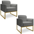 Kit 2 Poltronas Decorativas Base Industrial Dourada Maressa A