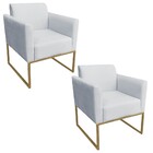 Kit 2 Poltronas Decorativas Base Industrial Dourada Maressa S