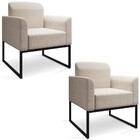 Kit 2 Poltronas Decorativas Base Industrial Preta A27 Areia