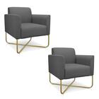 Kit 2 Poltronas Decorativas Base Industrial X Dourada Maressa