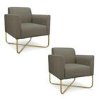 Kit 2 Poltronas Decorativas Base Industrial X Dourada Maressa