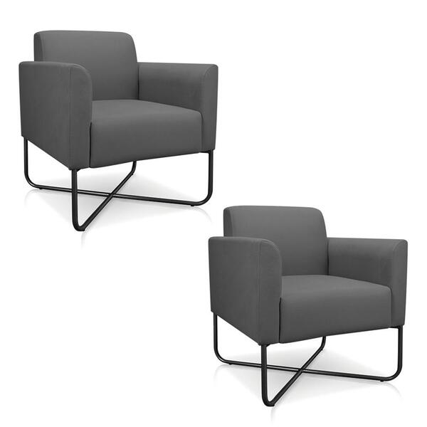 Kit 2 Poltronas Decorativas Base Industrial X Preta Maressa S
