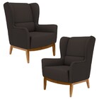 Kit 2 Poltronas Decorativas Base Manu Madeira Milena C-34 Sin