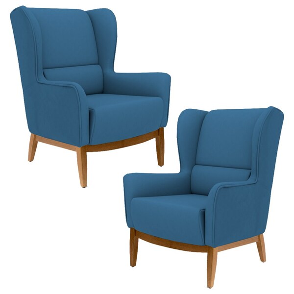 Kit 2 Poltronas Decorativas Base Manu Madeira Milena Veludo C