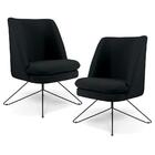 Kit 2 Poltronas Decorativas Base Orby Pérsia B-300 Suede Preto