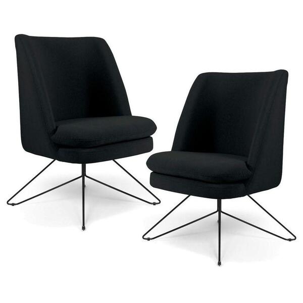 Kit 2 Poltronas Decorativas Base Orby Pérsia B-300 Suede Preto