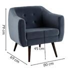 Kit 2 Poltronas Decorativas Base Tabaco 7015 Veludo Dmobiliar