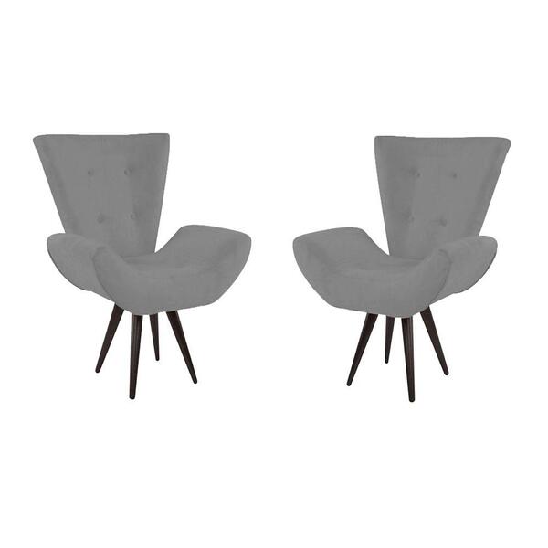 Kit 2 Poltronas Decorativas Bella Suede Cinza