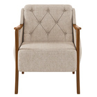 Kit 2 Poltronas Decorativas Braços Em Madeira Hand Linho Bege