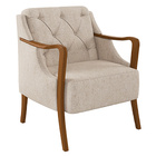 Kit 2 Poltronas Decorativas Braços Em Madeira Hand Linho Bege