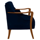 Kit 2 Poltronas Decorativas Braços Em Madeira Hand Veludo Azu