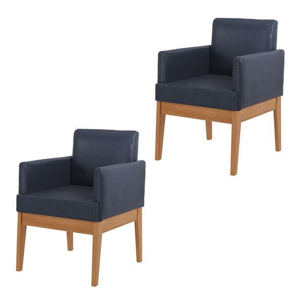 Kit 2 Poltronas Decorativas Braga Suede Azul/imbuia G42 - Gra