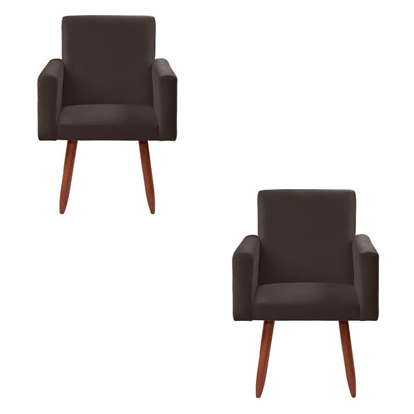 Kit 2 Poltronas Decorativas - Cadeiras  Nina Veludo Chocolate