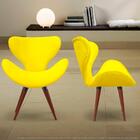 Kit 2 Poltronas Decorativas Cadeiras Egg Amarela Com Base Fix