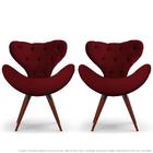 Kit 2 Poltronas Decorativas Cadeiras Egg Com Capitonê Bordô B