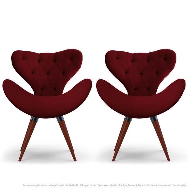 Kit 2 Poltronas Decorativas Cadeiras Egg Com Capitonê Bordô B