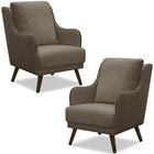 Kit 2 Poltronas Decorativas Catar Com Tachas Veludo Bege G33