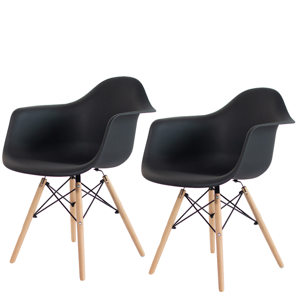 Kit 2 Poltronas Decorativas Charles Eames Eiffel 132pp Preta