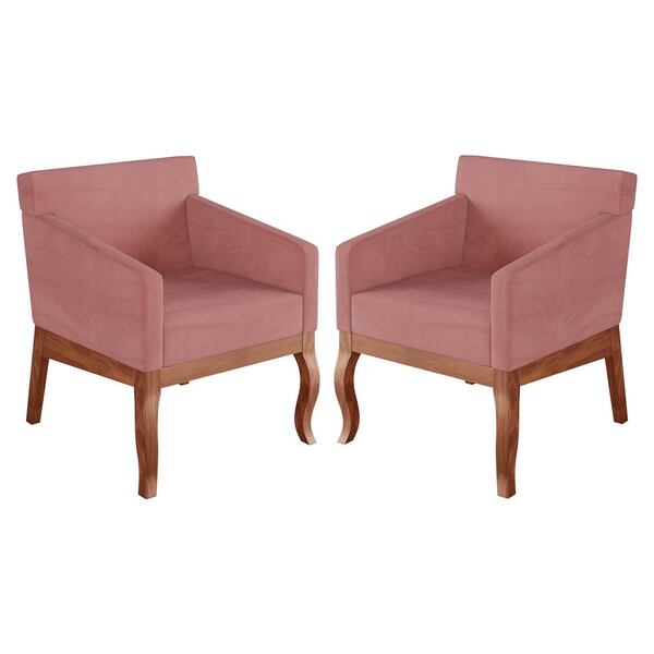 Kit 2 Poltronas Decorativas Com Pés De Madeira Maciça Tonalli