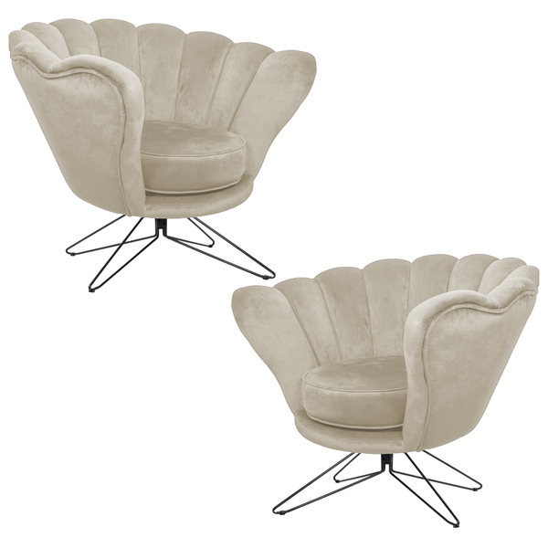 Kit 2 Poltronas Decorativas Crown Pés Borboleta Giratório Vel