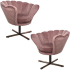 Kit 2 Poltronas Decorativas Crown Pés Castanho Xis Giratório