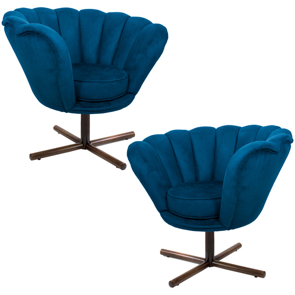 Kit 2 Poltronas Decorativas Crown Pés Castanho Xis Giratório