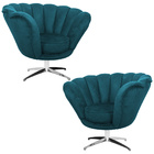 Kit 2 Poltronas Decorativas Crown Pés Evo Polido Giratório Ve