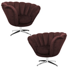 Kit 2 Poltronas Decorativas Crown Pés Evo Polido Giratório Ve