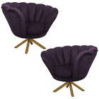 Kit 2 Poltronas Decorativas Crown Pés Madeira/aço Giratório V