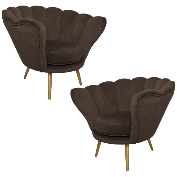 Kit 2 Poltronas Decorativas Crown Pés Palito Madeira Veludo M
