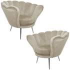 Kit 2 Poltronas Decorativas Crown Pés Palito Polido Veludo Be