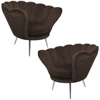 Kit 2 Poltronas Decorativas Crown Pés Palito Polido Veludo Ma