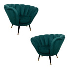 Kit 2 Poltronas Decorativas Crown Pés Palito Ponteira Gold Ve