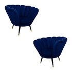 Kit 2 Poltronas Decorativas Crown Pés Palito Ponteira Gold Ve