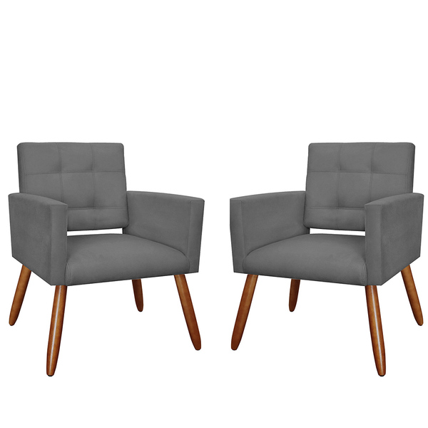 Kit 2 Poltronas Decorativas Dália Para Sala E Quarto Pés Pali