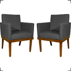Kit 2 Poltronas Decorativas Divine Base Reforçada De Madeira