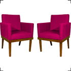 Kit 2 Poltronas Decorativas Divine Base Reforçada De Madeira