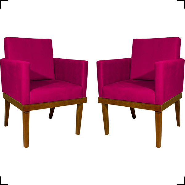 Kit 2 Poltronas Decorativas Divine Base Reforçada De Madeira