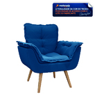 Kit 2 Poltronas Decorativas Dubai Para Sala Veludo Azul Selmer