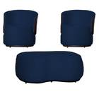 Kit 2 Poltronas Decorativas E 1 Puff Grande Design Orgânico B