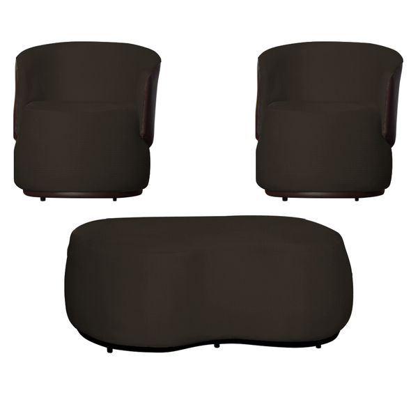 Kit 2 Poltronas Decorativas E 1 Puff Grande Design Orgânico B