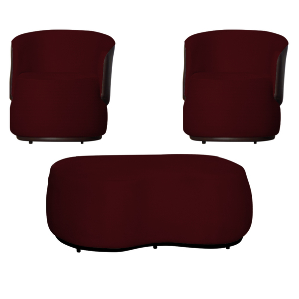 Kit 2 Poltronas Decorativas E 1 Puff Grande Design Orgânico B